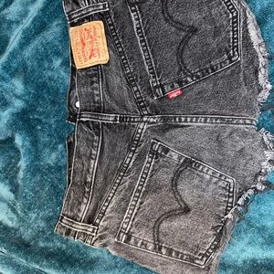 Black denim shorts